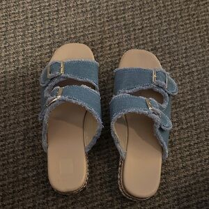 Stylish Blue Double Buckle Sandals
